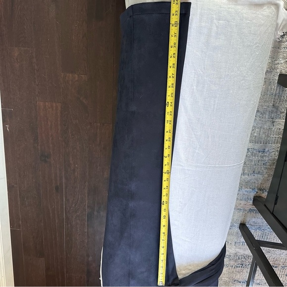 SPANX Navy Faux Suede Flare Pants Pull On Stretch Bootcut Size L - Picture 11 of 12